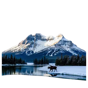 Snowy Mountain With Moose Png Hiy38 PNG image