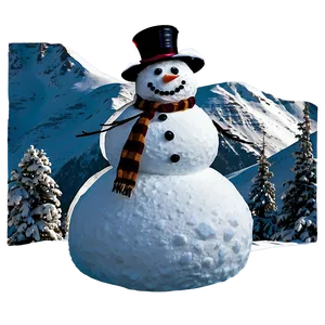 Snowy Mountain With Snowman Png Hfr4 PNG image