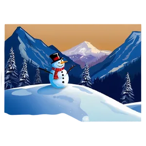 Snowy Mountain With Snowman PNG Tuc3