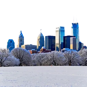 Snowy Philadelphia Skyline Winter Scene PNG 3 PNG