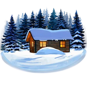 Snowy Tree And Cabin PNG 91 PNG