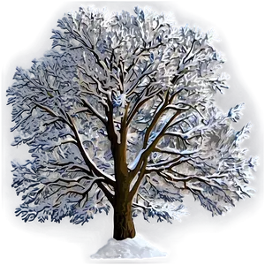 Snowy Tree In Field PNG 06272024 PNG