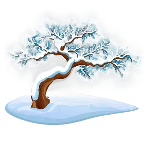 Snowy Tree In Landscape PNG Dum PNG