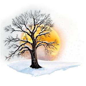 Snowy Tree Sunset PNG Qfl62 PNG
