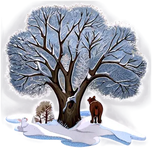 Snowy Tree With Animals PNG 06212024 PNG