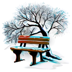 Snowy Tree With Bench PNG 06272024 PNG