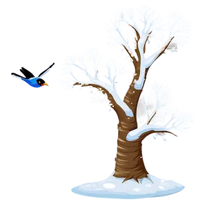 Snowy Tree With Birds PNG Qjg