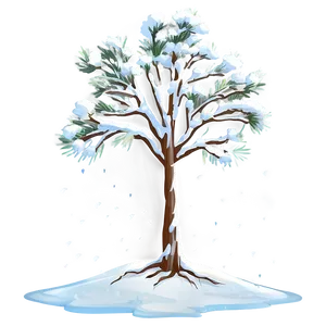 Snowy Tree With Footprints PNG 06212024 PNG
