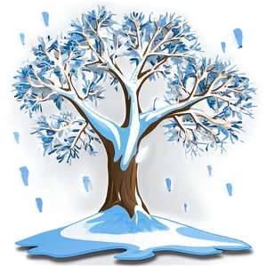 Snowy Tree With Footprints PNG Kqt43 PNG