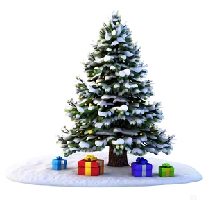 Snowy Tree With Lights PNG 4 PNG