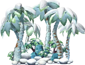 Snowy_ Tropical_ Palms_ Donkey_ Kong