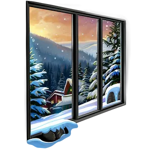 Snowy Window Christmas Scene PNG 06252024 PNG