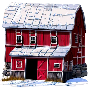 Snowy Winter Barn PNG 06122024