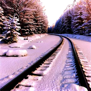 Snowy Winter Scene Railroad Tracks PNG 06122024 PNG