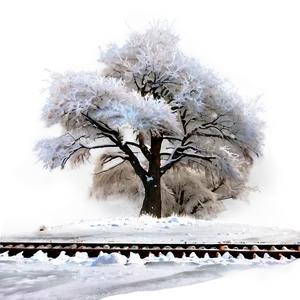 Snowy Winter Scene Railroad Tracks PNG 18