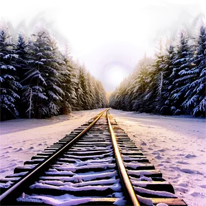Snowy Winter Scene Railroad Tracks PNG 84 PNG