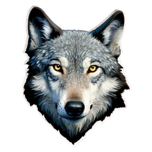 Snowy Wolf Head Landscape PNG 06122024