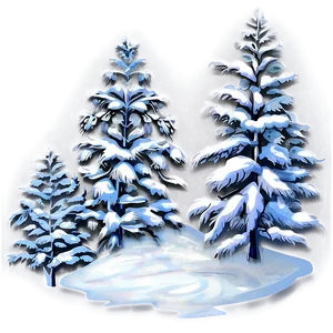 Snowy Woodland Trees PNG 06292024
