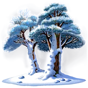 Snowy Woodland Trees PNG 87