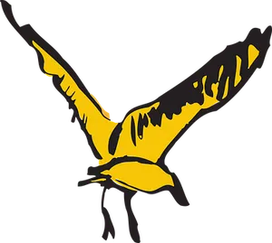 Soaring Yellow Black Bird Illustration