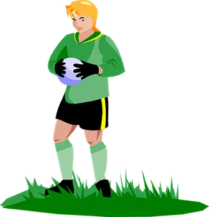 Soccer_ Goalkeeper_ Holding_ Ball_ Vector