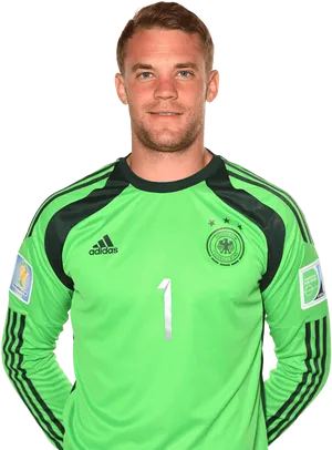 Soccer Goalkeeperin Green Jersey PNG image