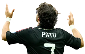 Soccer Player Celebrating Victory Milan Jersey PNG image