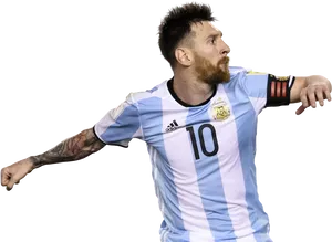 Soccer_ Player_in_ Action_ Argentina_ Jersey PNG image