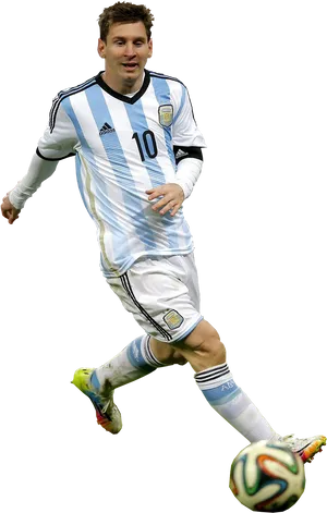 Soccer_ Player_in_ Action_ Argentina_ Kit PNG image