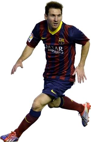 Soccer_ Player_in_ Action_ Barcelona_ Kit PNG image