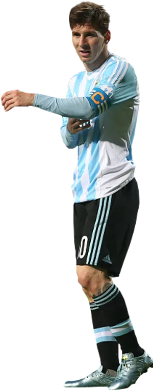 Soccer_ Player_in_ Argentina_ Kit PNG image