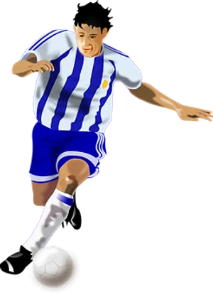Soccer_ Player_in_ Blue_and_ White_ Stripes
