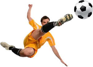 Soccer Player Mid Air Kick