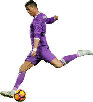 Soccer Player Mid Kick Action PNG image