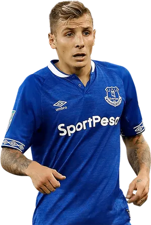 Soccer Playerin Blue Jersey PNG image