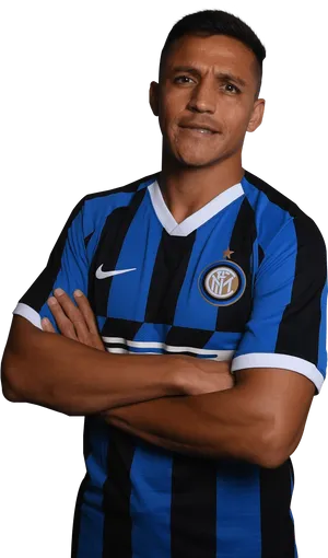 Soccer Playerin Inter Milan Kit PNG image