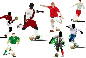 Soccer Players Action Collage PNG image