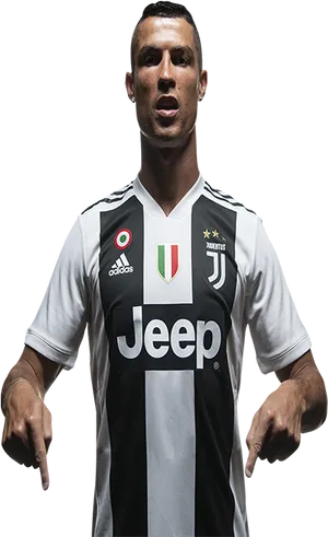 Soccer_ Star_in_ Juventus_ Kit PNG image