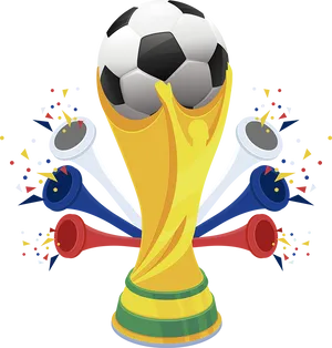 Soccer Trophyand Vuvuzelas PNG