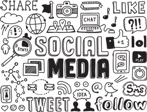 Social Media Doodles Collection PNG image