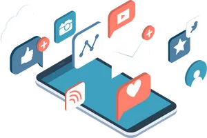 Social Media Engagement Concept PNG