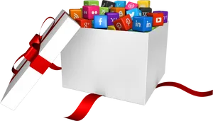 Social Media Gift Box PNG image