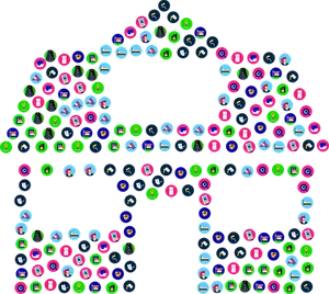 Social Media House Icon Composition