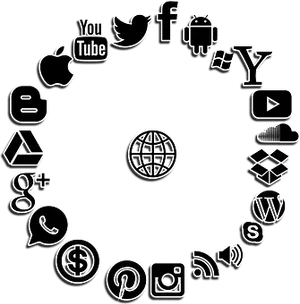 Social Media Icons Black Background