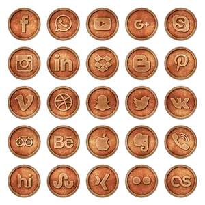 Social Media Icons Copper Texture