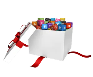 Social Media Icons Gift Box