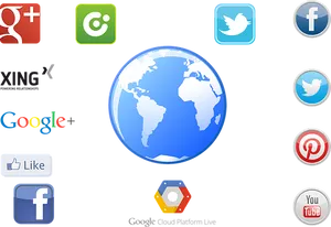 Social Media Icons Globe Central