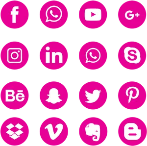 Social Media Icons Pink Background PNG image