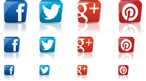 Social Media Icons Reflection PNG image