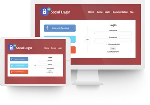 Social Media Integrated Login Screens PNG image